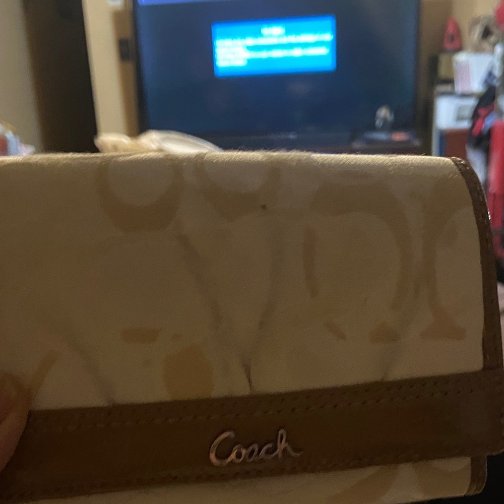 Coach Cream and Brown Wallet